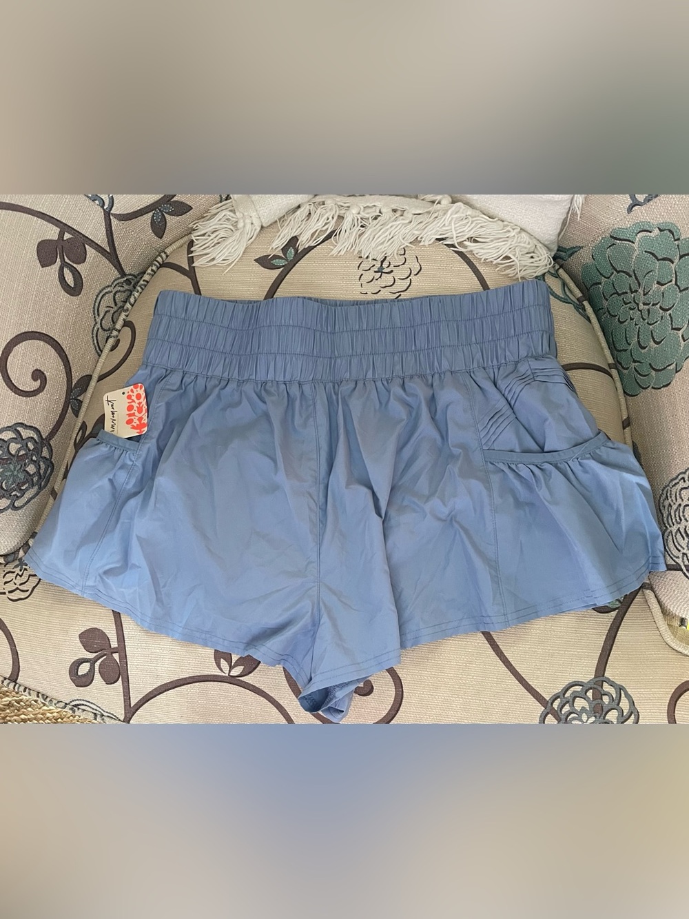 FP MOVEMENT by FREE PEOPLE “Get Your Flirt On” shorts in cloudy water blue. - Picture 9 of 9